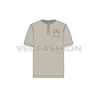 Mens Henley Neck T-Shirt Template