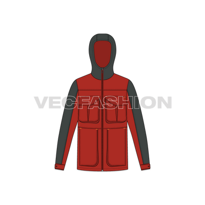 Mens Hiking Jacket Flat Template front view