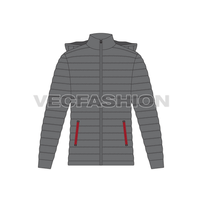Mens Hooded Down Jacket front view