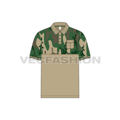 Mens Hunter Polo Shirt With Camouflage Print