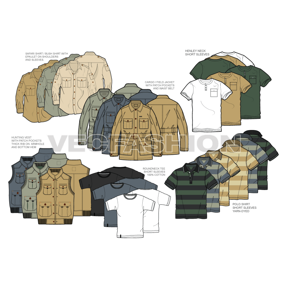 A handpicked item from our Best Selling products that highly used for collections like Hunting, Safari or forest related. This set of vector fashion templates are one of our best created vector drawings.