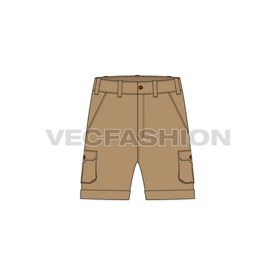 Mens Khaki Shorts With Patch Pockets