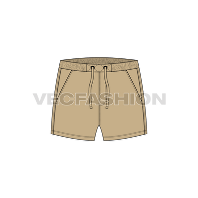 Mens Khaki Swim Shorts front view