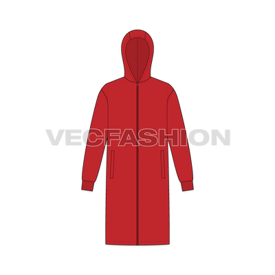 Mens Knee Length Windbreaker front view