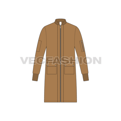 Mens Long Bomber Jacket