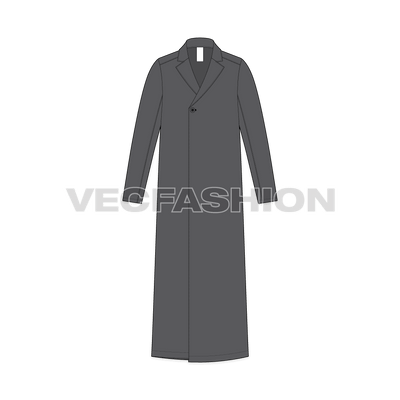 Mens Long Over Coat front view