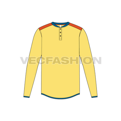 Mens Long Sleeved Henley Neck Tee