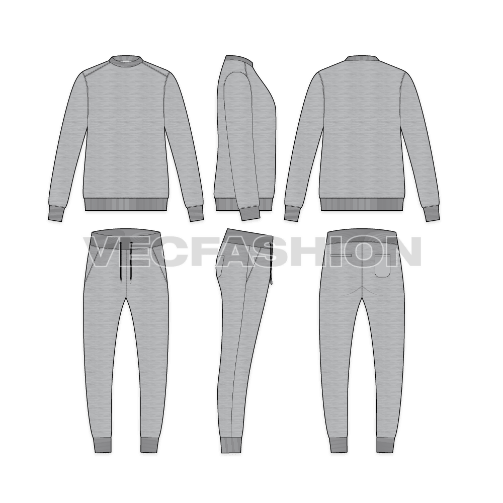 Mens Melange Fleece Sweatsuit