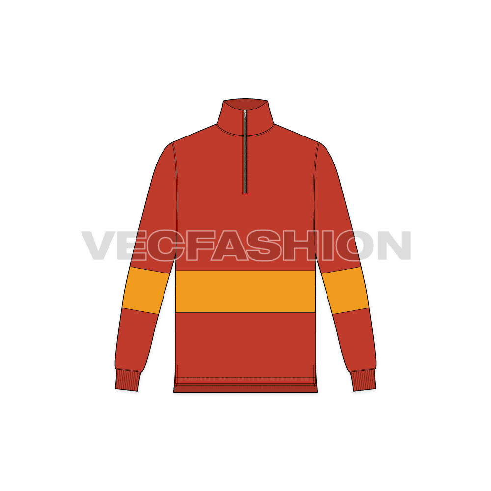 A vector template for Men's Mock neck Pullover