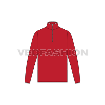 A vector template for Men's Mock neck Under Jacket, front view
