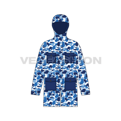 Mens Oversized Camo Jacket front view