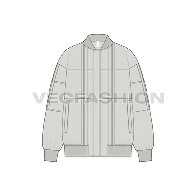 Mens Oversized Jacket Flat Sketch