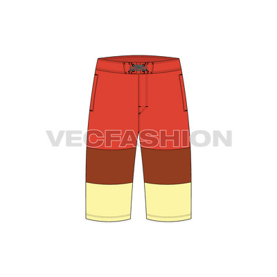 Mens Pedal Pushers Board Shorts front view