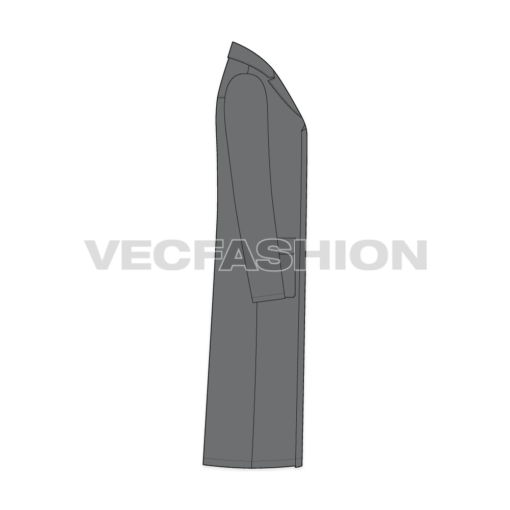 Mens Polo Coat Vector Sketch back view