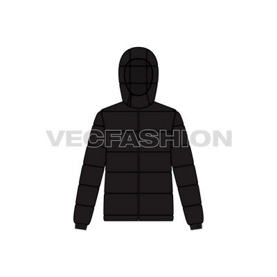 Mens Puffer Jacket With Detachable Hood front view