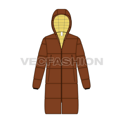 Mens Puffer Jacket With Oversized Hood front view