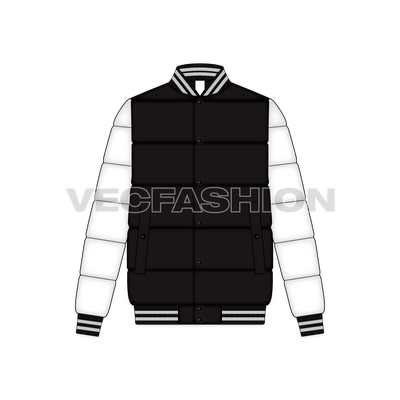 Mens Puffer Varsity Jacket front view