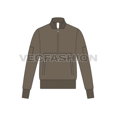 Mens Pullover Bomber Jacket front view