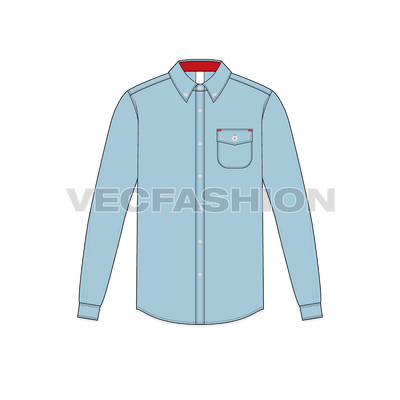 Mens Regular Fit Classic Oxford Shirt Vector Template