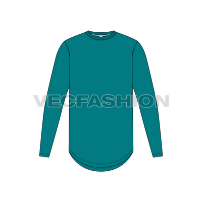 Mens Round Neck Shirt With Rounded Hem front view