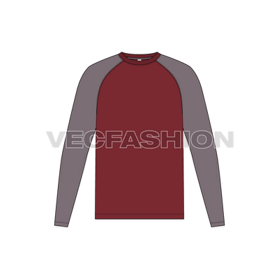 Mens Round Neck Tee With Curved Raglan Sleeve