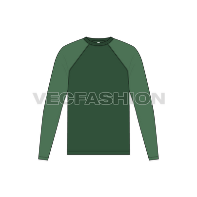 Mens Round Neck Tee With Straight Cut Raglan Sleeve