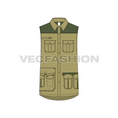 Mens Safari Vest Shirt