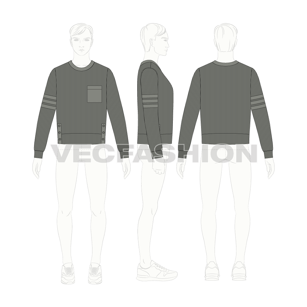 Mens Short Body Sweater Cad Sketch