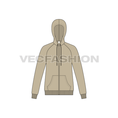 Mens Slim Fit Raglan Sleeved Hoodie