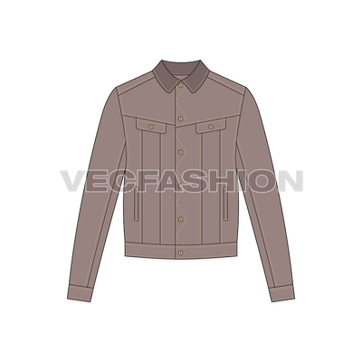 Mens Storm Rider Denim Jacket Vector front view