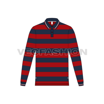 Mens Striped Polo Shirt Full Sleeved