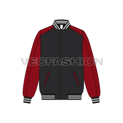 Mens Stylish Varsity Jacket front view