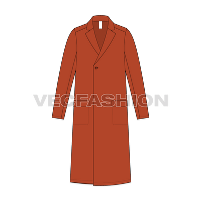 Mens Top Coat Flat Sketch front view