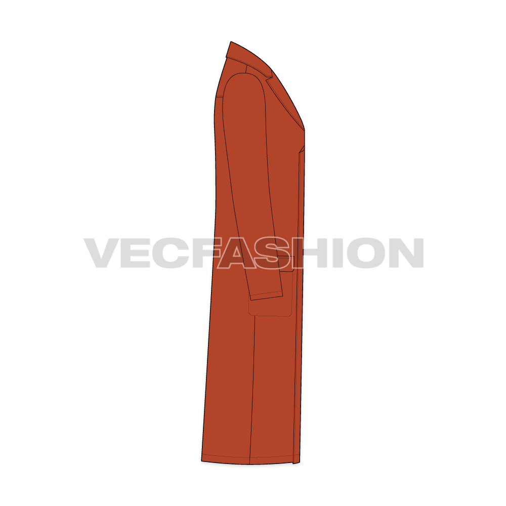 Mens Top Coat Flat Sketch side view