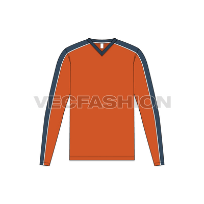 Mens V-Neck Long Sleeved Shirt front view