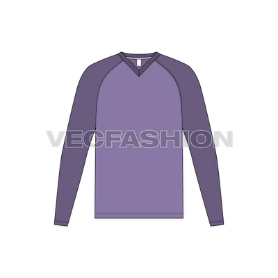 Mens V-Neck Tee With Curved Raglan Sleeve
