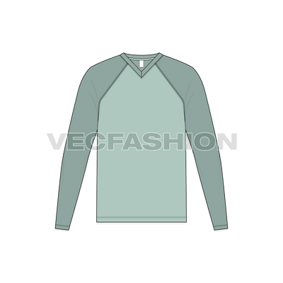 Mens V-Neck Tee With Straight Cut Raglan Sleeve