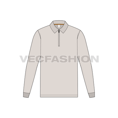 Mens Zip-Up Polo Shirt