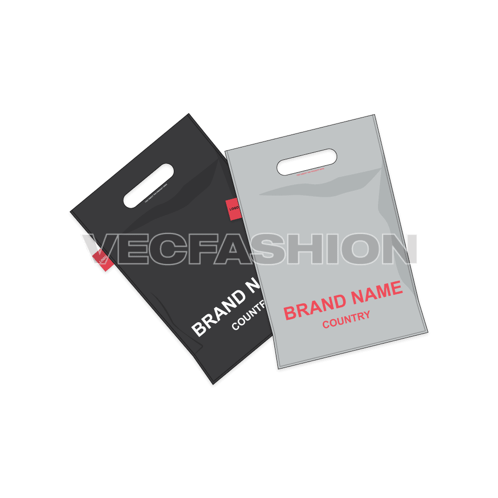 An editable illustrator vector template of Sealed Garment Plastic Polybags. It has a stylish look and you close it with the heat sealer machine. 