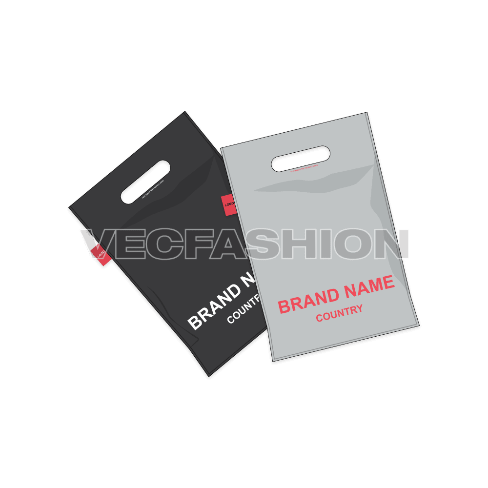 An editable illustrator vector template of Sealed Garment Plastic Polybags. It has a stylish look and you close it with the heat sealer machine.