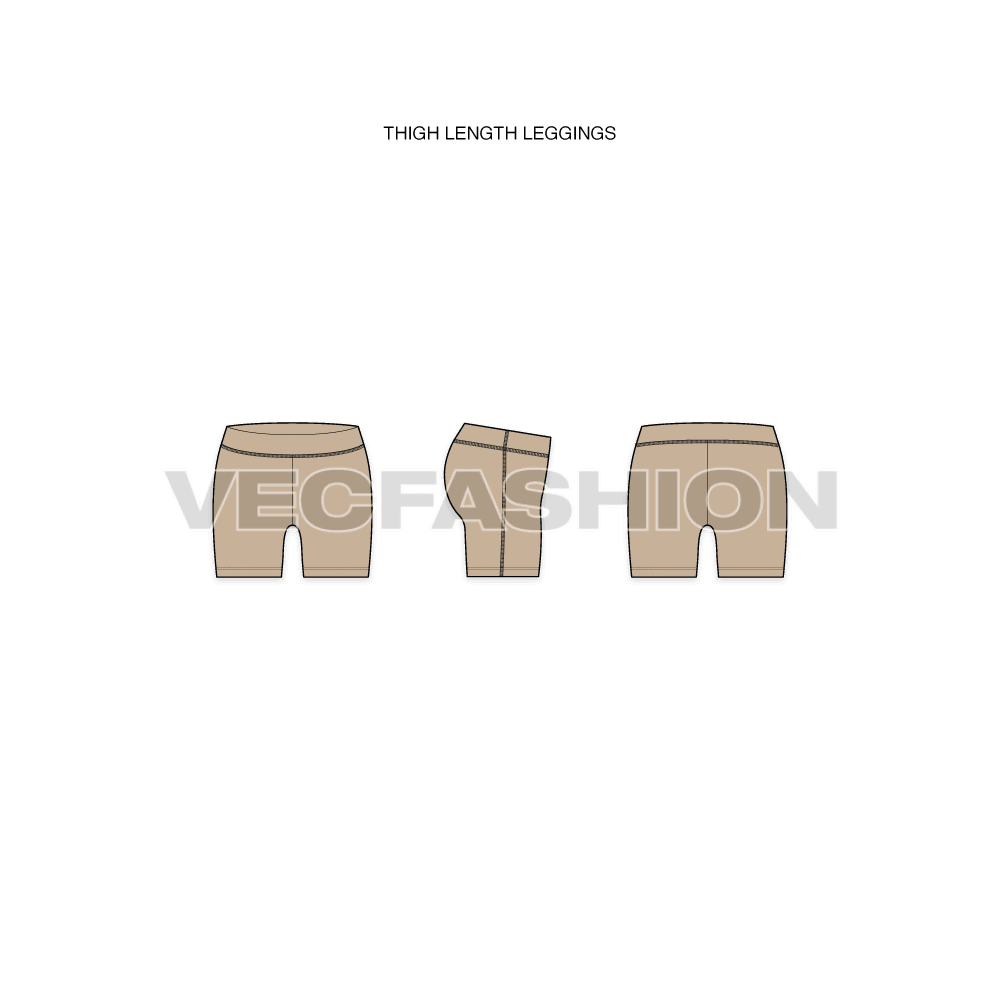 A complete set of Set of 7 Yoga Pants for women, having all 7 Lengths to use for multi-purpose activities. These vector templates are designed especially to use for Women's Active/Sportswear. These templates are created keeping full focus on body curves, depicting in-depth body muscle details.