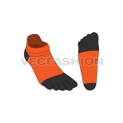 An illustrator fashion cad for Sport Socks Shoe. It is made of two colors charcoal grey and burnt orange.