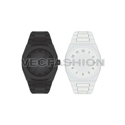 A detailed illustration of a Sport Watch in two colours. These watches are made in Adobe Illustrator and easily editable.