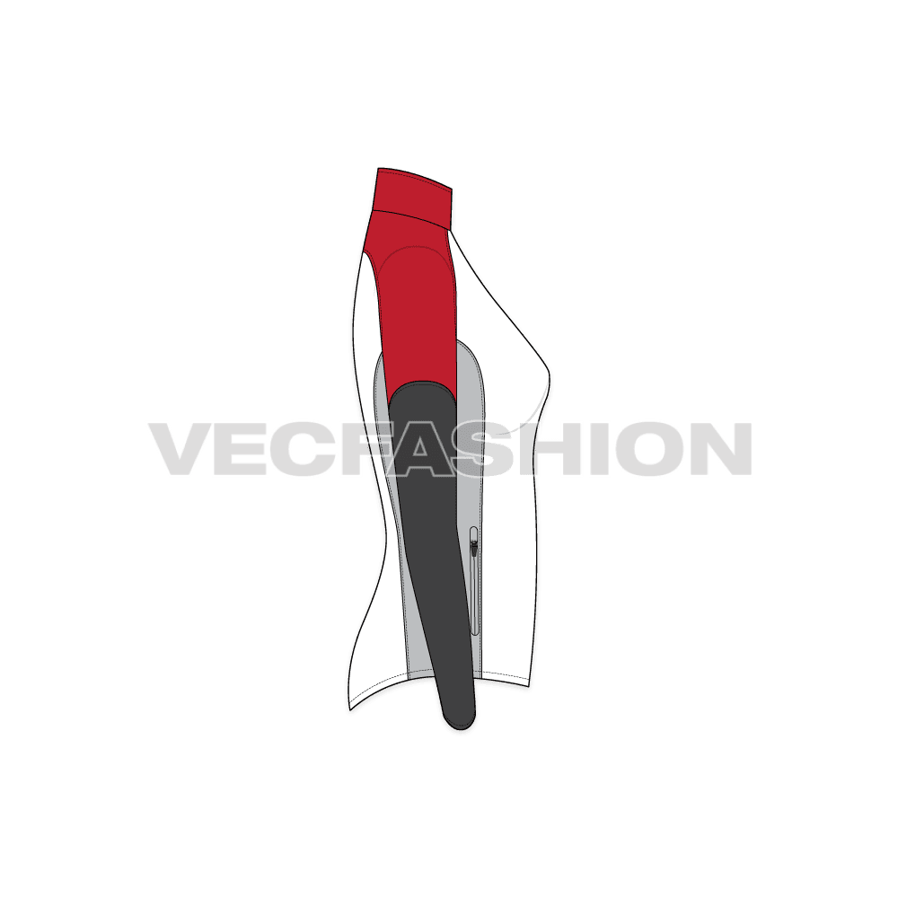 A vector apparel template for Unisex Moto Sport Jacket, it can be worn by both men and women. It is designed with heavy graphics by using different fonts, contrast colored panels, waterproof zips and have a longer back.