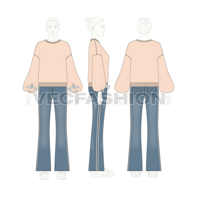Women Baggy Pullover Sweater Vector Set