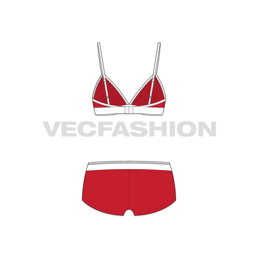 A vector template for Women's Athletic Underwear - back view
