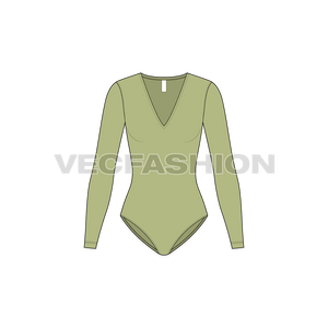 A vector template set of Women's Ballet Bodysuits. It has two basic shapes of bodysuits one in Long V-neck and other one is in Round neckline. 