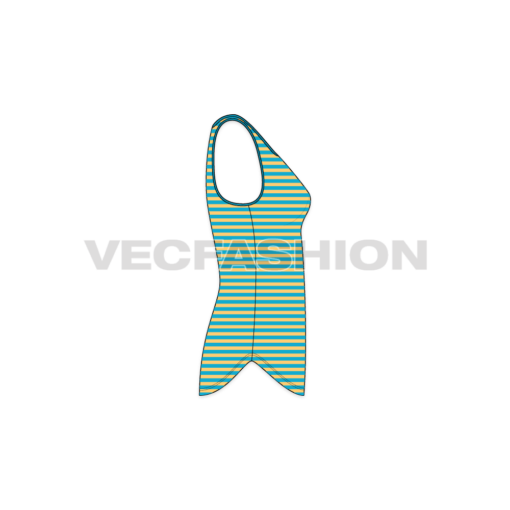 A simple vector illustration for Women's Boy Friend Ringer Tank in lose Fit body style. This garment can be worn for routine Running or Training Activities.