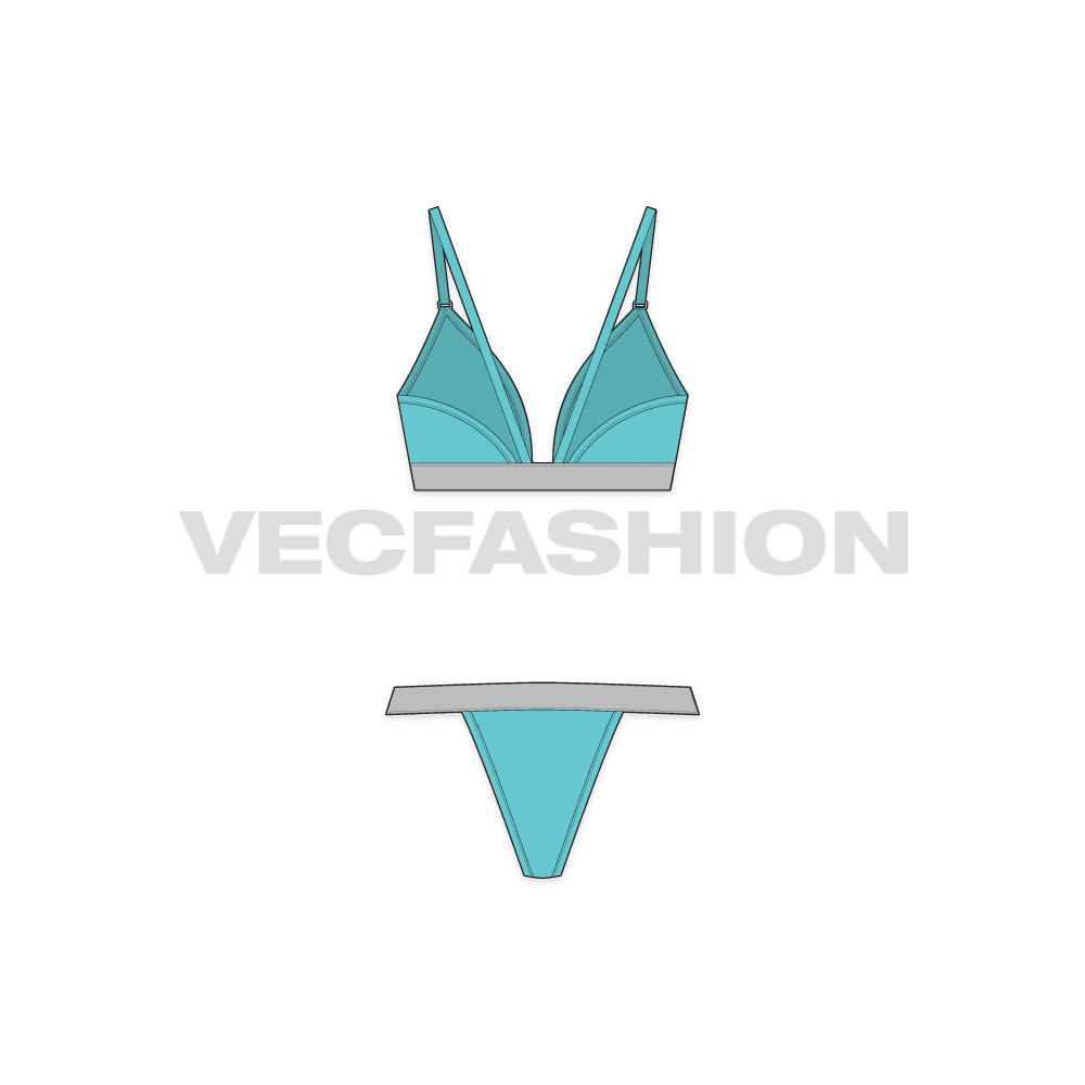 An editable vector template for Women's Cotton Bra and Panties Set.