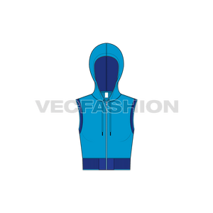 A clean template for Women's Crop Hoodie Vest in Blue Color. The Drawstring is made of very soft and special material and with a strong-hold Aglet. This Sport Hoodie is front open and added with a Metal Zip Puller and Zipper.